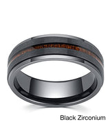 LerchPhi 8MM Custom Engrave Valentines Day Gift for Him Mens Wedding Band KOA Wood Inlay Black Zirconium Stepped Edge Unisex Promise Ring Size 10.5 LerchPhi