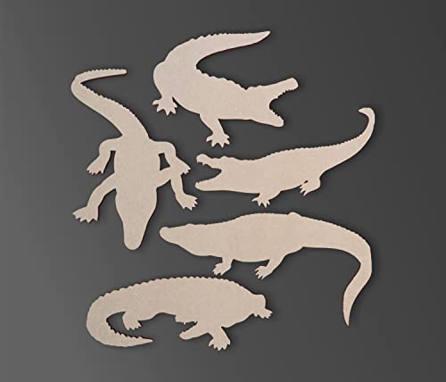 Wooden Alligator Silhouette Cutouts (5 Pack)- Cutout- Safari Decor Reptile Decor, Kids Crafts- Unfinished and Available 12 to 36 Inches - WoodArtSupply