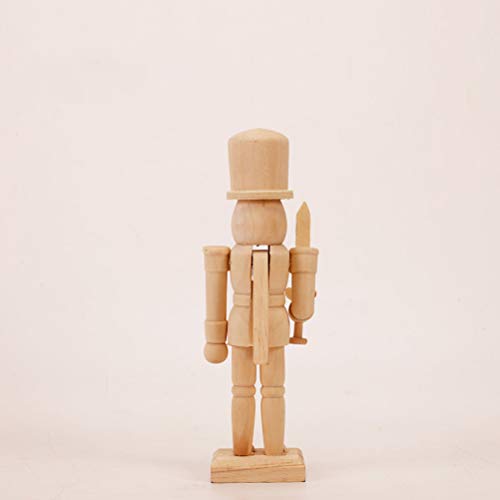 VOSAREA Christmas Wooden Nutcracker Wooden Unfinished Walnut Soldier DIY Blank Unpainted Nutcracker Puppet for Christmas DIY Crafts VOSAREA