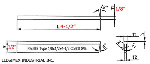Set of 2 8% Cobalt 1/8" x 1/2" x 4-1/2" for Lathe Parting Cut Off Blade Parallel Tyle LLDSIMEX