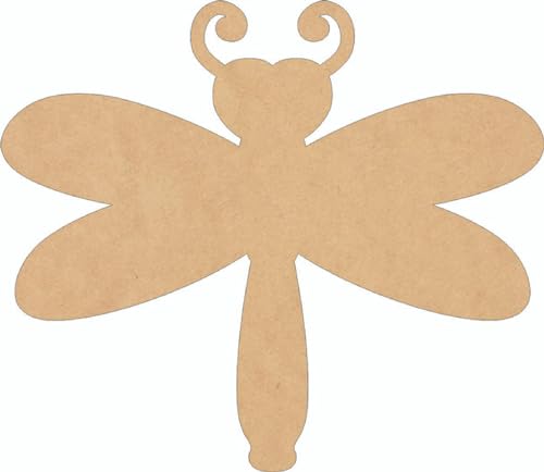 Wooden Heart Dragonfly 8'' Cutout, Unfinished Wood Animal Craft Shape, Kids Insect MDF
