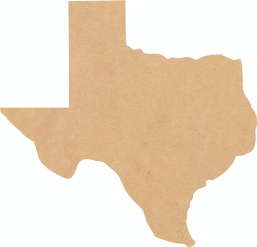 Wooden Texas State Blank 10'' Cutout, Unfinished Wood Texas Craft Shape, Paintable Door Hanger - WoodArtSupply