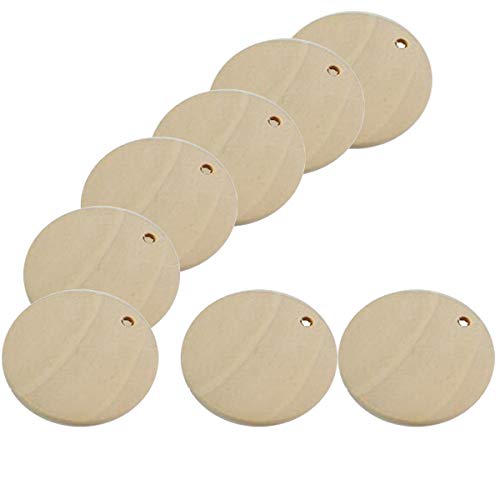 50Pcs Natural Wood Circles Unfinished Round Wood Slices Circles Chips Pendants with Holes for Crafts DIY Jewelry Findings Charms Making, 40mm - WoodArtSupply