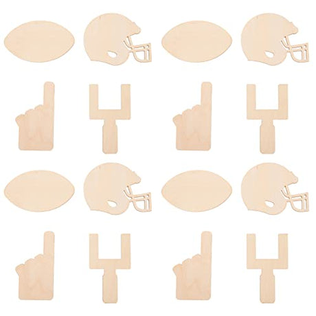 Football Ornament Football Ornament 40pcs Unfinished Wood Shape Football Theme Football Helmet Shaped Wood Slices Blank Football Cutout for DIY Craft EXCEART