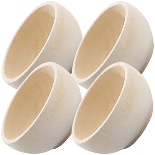 ARTIBETTER Unfinished Wood Bowl Tiny: 4pcs Mini Wooden Bowls Unpainted Miniature Bowls for DIY Painting Art Crafts Projects Staining Decor