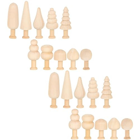 Unfinished Peg Dolls 20pcs Unfinished Wooden Set Unfinished Wood Christmas Trees Blank DIY Wooden for Crafts Arts Drawing Christmas Decor Nature Doll STOBOK