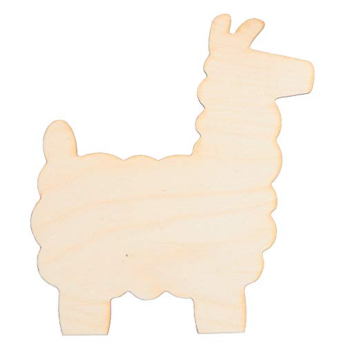 Factory Direct Craft Pack of 12 Unfinished Wood Llama Cutouts - Made in USA Blank Wooden Llama Craft Shapes for Baby Shower Favors, Gender Reveals,