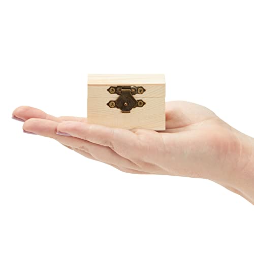 Juvale 12-Pack Small Wooden Boxes with Hinged Lid, Front Clasp - Unfinished Paintable Treasure Box for DIY Arts & Crafts, Halloween, Pirate Birthday Juvale