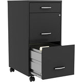 Lorell LYS SOHO Box/File/File 3-Drawer Mobile File Cabinet, Black, 14.3" x 18" x 29.5" Lorell
