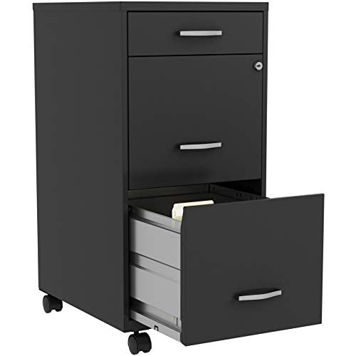 Lorell LYS SOHO Box/File/File 3-Drawer Mobile File Cabinet, Black, 14.3" x 18" x 29.5" - WoodArtSupply