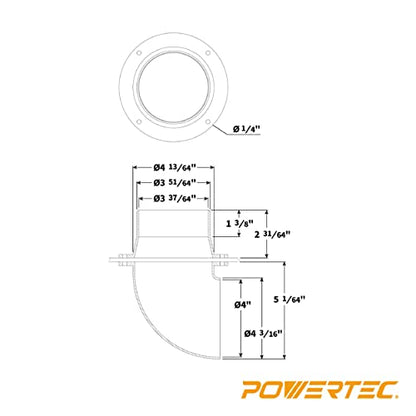 POWERTEC 70292 4-Inch Cyclone Dust Collection Elbows and Couplers Separator Kit for Woodworking Debris Containers, Buckets and Barrels - WoodArtSupply