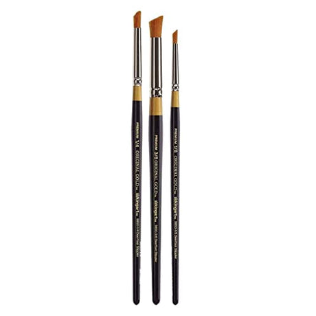 KINGART B-073 Premium 3 pc. Original Gold 9850 Series Deerfoot Stippler Brush Set, Synthetic Golden Taklon for Acrylic, Oil, Watercolor Paint, Short KINGART