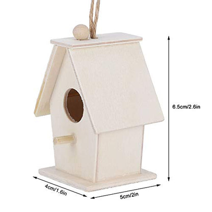 4Pcs Wooden Birdhouse Kits, Hanging Bird House Decorative Small Wood Birds Nest Cage Unfinished Paintable Nesting Box Innovative Birdcage Crafting