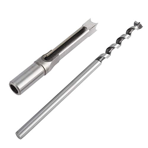 7 pcs Square Hole Mortise Chisel Drill Bit Tools 3/4" 5/8" 9/16" 1/2" 3/8" 5/16" 1/4", HSS Woodworking Hole Saw Mortising Chisel Drill Bit Set YaeKoo