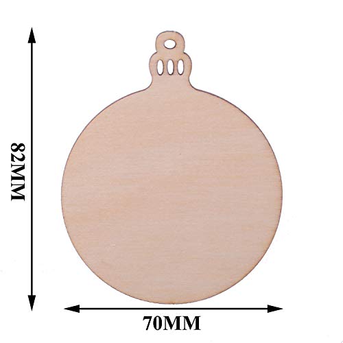 Pack of 50 Wooden Crafts to Paint 2.75 inch Christmas Tree Hanging Ornaments Unfinished Wood Cutouts Christmas Decoration DIY Crafts (Wooden Round