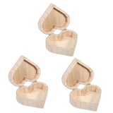NOLITOY 3pcs Unfinished Treasure Chest Ring Chest Organizer Wooden Jewelry Holder Jewelry Organizer Tray Wooden Holder Wooden Case Heart Case Ring NOLITOY