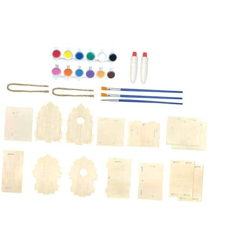 EXCEART 1 Set Lanyard Wooden House DIY Unfinished House Wind Chime DIY Painting Bird House Birdhouses Unfinished Arts Kits Bird House Wind Chime Kit EXCEART