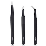 kaverme 3PCS Precision Tweezers Set, Upgraded Anti-Static Stainless Steel of Tweezers, for Electronics, Soldering, Laboratory Work, Jewelry-Making, kaverme