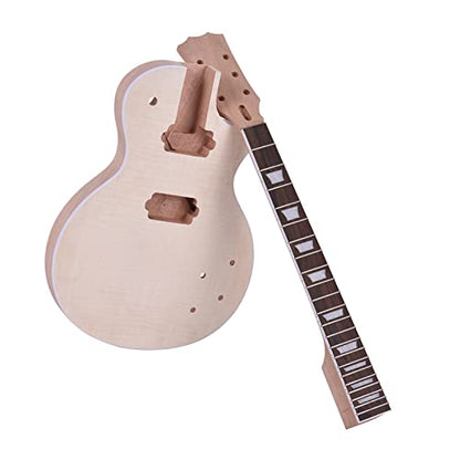 HHOP LP Style Unfinished Electric Guitar DIY Kit Set Mahogany Body & Neck Rose Wood Fingerboard - WoodArtSupply