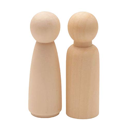 Wood Peg Dolls Unfinished 3.5 inch, Pack of 30 Wooden Peg People for DIY Crafts Muka