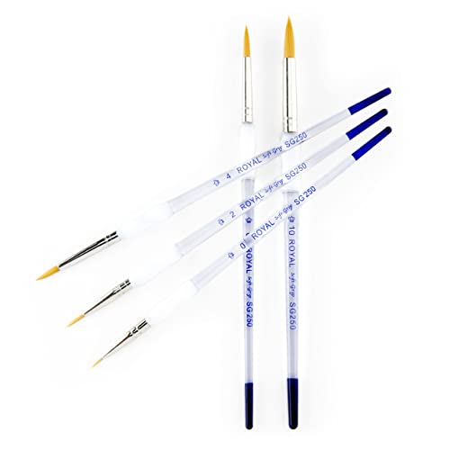 Royal & Langnickel - 5pc Soft Grip Gold taklon Paint Brush Set, Round | SG303 - WoodArtSupply