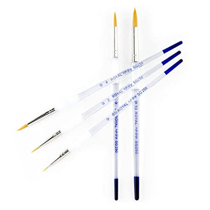 Royal & Langnickel - 5pc Soft Grip Gold taklon Paint Brush Set, Round | SG303 - WoodArtSupply