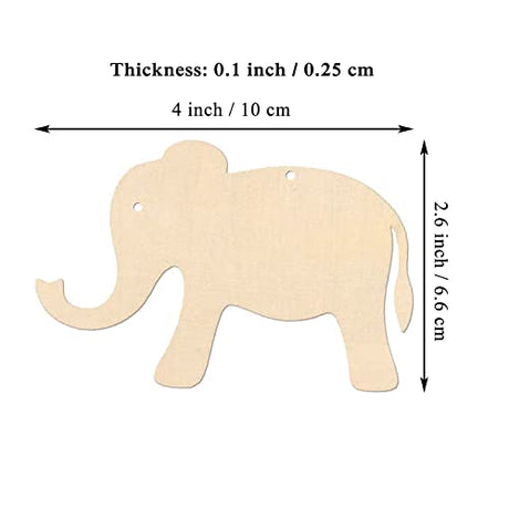 20pcs Wood Elephant Cutouts DIY Craft Embellishments Cute Animal Elephant Unfinished Wood Gift Tags Ornaments for Wedding Birthday Pet Party JANOU