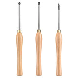 VEVOR Wood Lathe Chisel Set, 3 PCS Woodworking Turning Tools, Includes Square, Round, Diamond Carbide Blades, 7.87" Comfortable Grip Handles, Wood VEVOR