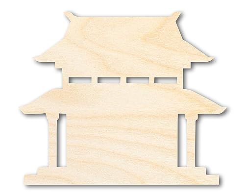 Unfinished Wood Asian Pagoda Shape | Craft Cutout | up to 36" DIY 16" / 1/4" 24 Hour Crafts