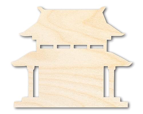 Unfinished Wood Asian Pagoda Shape | Craft Cutout | up to 36" DIY 16" / 1/4" - WoodArtSupply