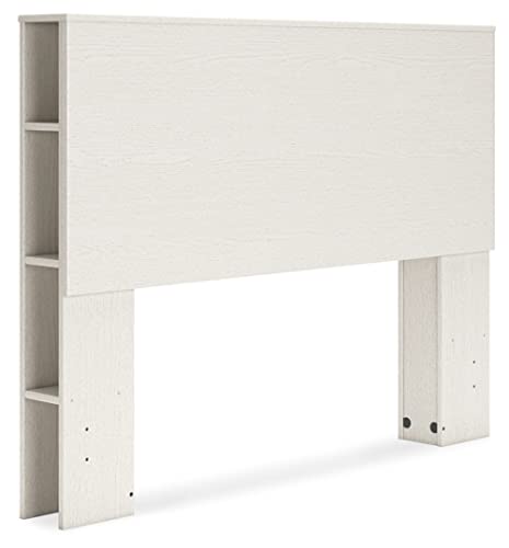 Contemporary Whitewashed Bookcase Headboard for Full Beds by Signature Design - WoodArtSupply