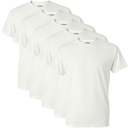 Gildan Adult DryBlend Sports T-Shirt, White, X-Large. (Pack of 5)