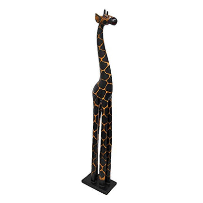 Zeckos 39 Inch Hand Carved Wooden Giraffe Sculpture Safari Home Decor Figurine Statue - WoodArtSupply