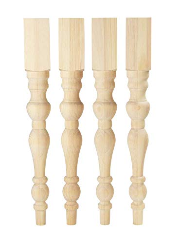 CAROLINA LEG CO. Chunky Rustic Modern Farmhouse Table Legs - Unfinished - DIY Furniture - Turned Legs - Set of 4 - Dimensions: 3.5" x 29" - WoodArtSupply