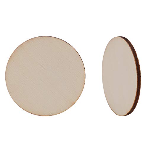 Foraineam 200 Pieces Wood Craft Circle Cutouts 2 Inch Round Natural Wooden Disc Circles Unfinished Slices for Craft Supplies, Decoration, Painting, - WoodArtSupply