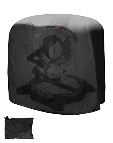 QWORK Dustproof Miter Saw Cover, 210D Oxford Cloth with Bottom Drawcord Fits Most Miter Saws, Planers, Machine Tools, Rustproof and Waterproof, Black QWORK