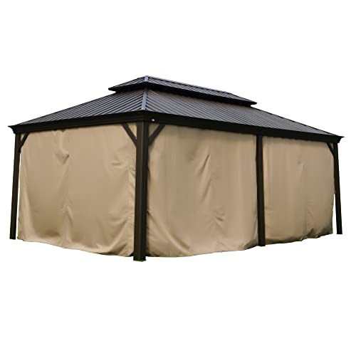 Kozyard Gazebo Privacy Curtain Outdoor Waterproof Sidewall for Hardtop Gazebo, OEM Replacement for Patio Gazebo Curtains for Alexander, Caesar, Kozyard