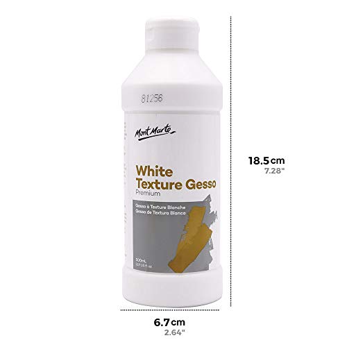 MONT MARTE Premium White Texture Gesso 16.9oz (500ml), Suitable for Acrylic Paint, Oil Paint, Color Pencils, Pastels, Graphite and Charcoal MONT MARTE