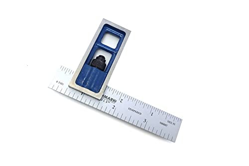Benchmark Tools 106607 4” Woodworking Precision Double Square 1/8” and 1/16” Graduations Accurate to +/- 0.002 inch Over Length of Hardened Stainless Benchmark Tools