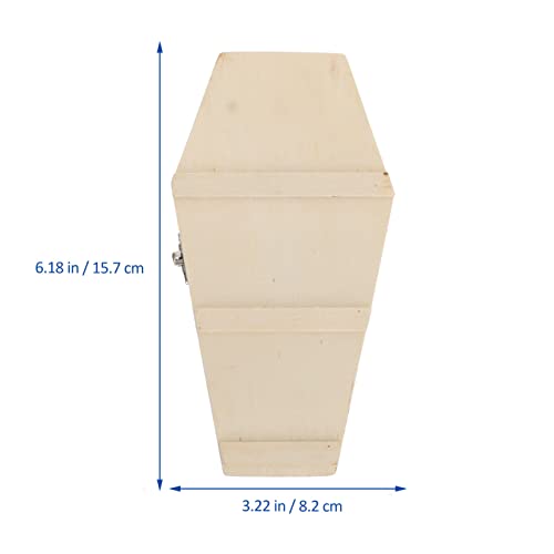 VOSAREA Halloween Coffin Box, Hexagonal Wooden Craft Boxes Unfinished Wooden Boxes Container for Candy Treats and Trinkets DIY Crafts VOSAREA