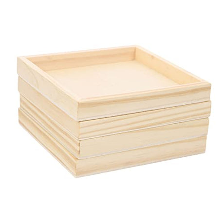 SWOOMEY 4pcs Puzzle Sundries Holder Blocks Tray Unfinished Wood Tray Unfinished Wood Serving Blocks Storage Trays Serving Storage Tray Wood Serving SWOOMEY