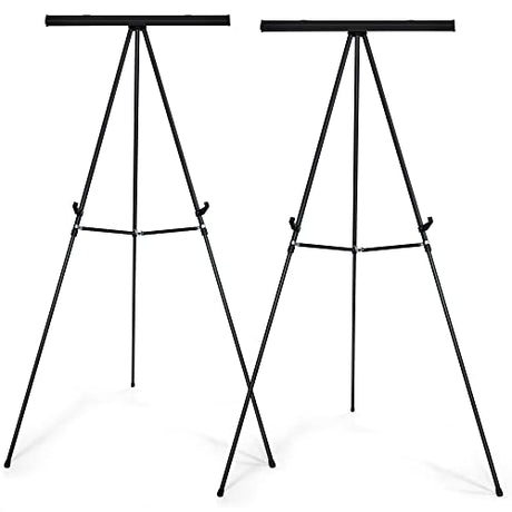 Falling in Art Aluminum Flip Chart Display Easel Stand with Adjustable Floor for Boardroom, Whiteboard, Paper Pads, Signage, 63 1/2'' High, Black,2 Falling in Art