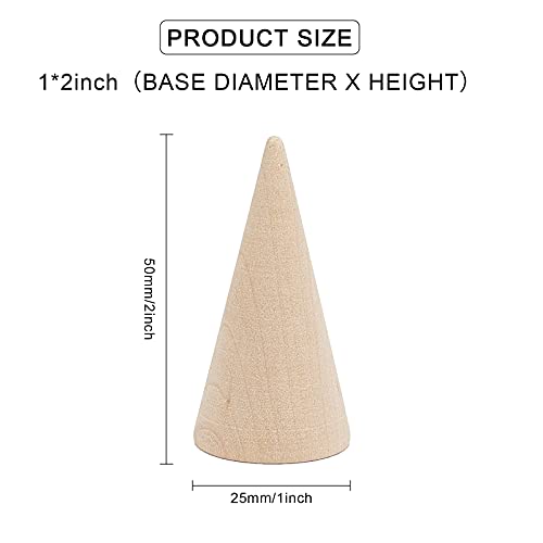 FINGERINSPIRE 30 Pcs Wood Cone Ring Holder Finger Jewelry Display Stand（Burlywood 1x2 Inch） Ring Display Stands Organizer DIY Craft for Retail FINGERINSPIRE