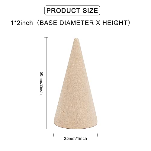 FINGERINSPIRE 30 Pcs Wood Cone Ring Holder Finger Jewelry Display Stand（Burlywood 1x2 Inch） Ring Display Stands Organizer DIY Craft for Retail