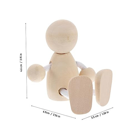 Tofficu 4pcs Unfinished Wooden Figurines Wooden Peg Dolls Unfinished Wooden Doll DIY Peg Dolls Unfinished Peg People Unfinished Dolls Pegs Wooden Tofficu