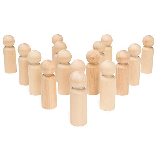 Large Wooden Peg Dolls 3-1/2 inch, Pack of 10 Unfinished Jumbo Dad Peg Doll Figures for Peg People Crafts