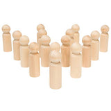 Large Wooden Peg Dolls 3-1/2 inch, Pack of 10 Unfinished Jumbo Dad Peg Doll Figures for Peg People Crafts Woodpeckers