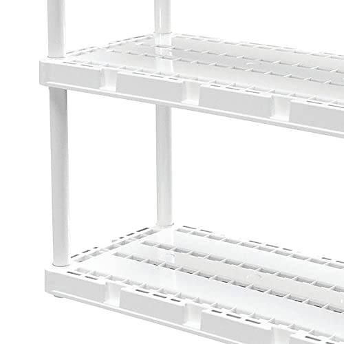 Gracious Living 4 Shelf Knect-A-Shelf Solid Light Duty Storage Unit 12 x 24 x 48 Organizer for Home, Garage, Basement & Laundry, White Gracious Living