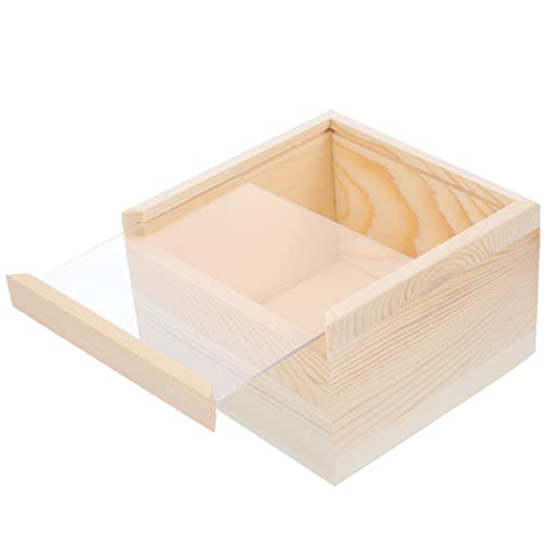 SUPVOX Box storage wooden box clear lid wooden storage unfinished wooden crate Wood Jewelry Case wooden case with lid wooden jewelry case kid piggy SUPVOX
