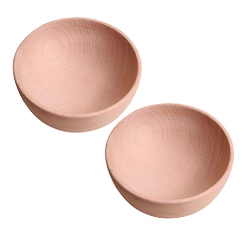 SUPVOX 2PCS Unfinished Wood Bowl Beech Bowl Wooden Bowl Soup Bowl Jewelry Holder Ready to Paint Craft Supplies - WoodArtSupply